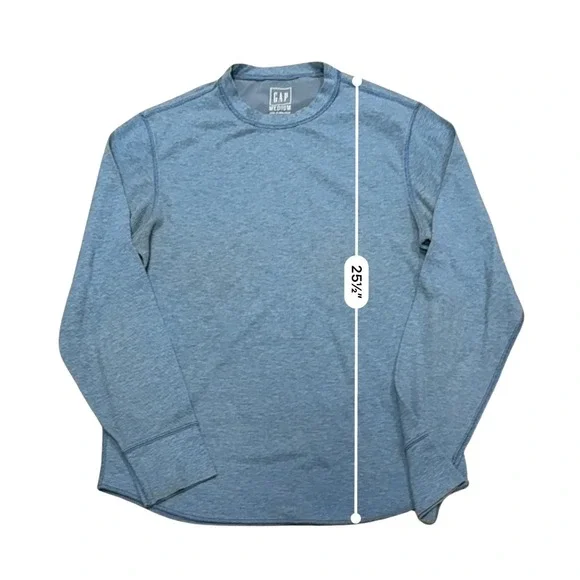 GAP Waffle Knit Thermal Shirt Blue Crew Neck Long Sleeve Mens Medium Layer - Picture 5 of 7